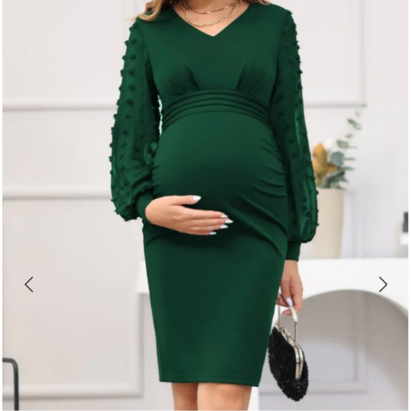 Dresses & Skirts - NEW| Maternity Swiss Dot Chiffon Sleeves Fitted Dress